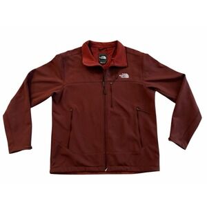 The North Face WindWall Soft Shell Jacket Men's Large L Full Zip Rust Red Fleece
